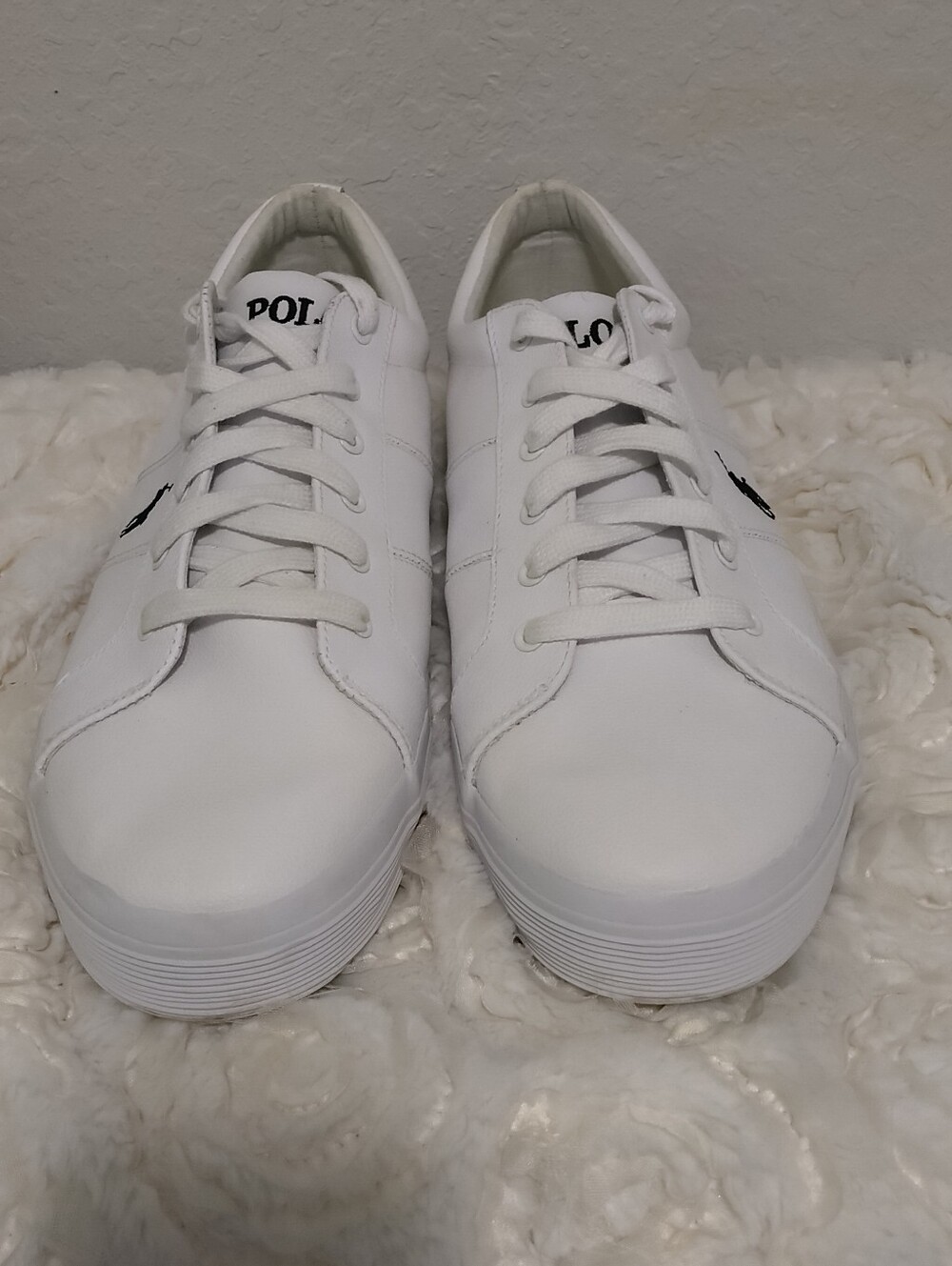 Polo Ralph Lauren White Sneaker with Navy & Gold Logo - Picture 2 of 11